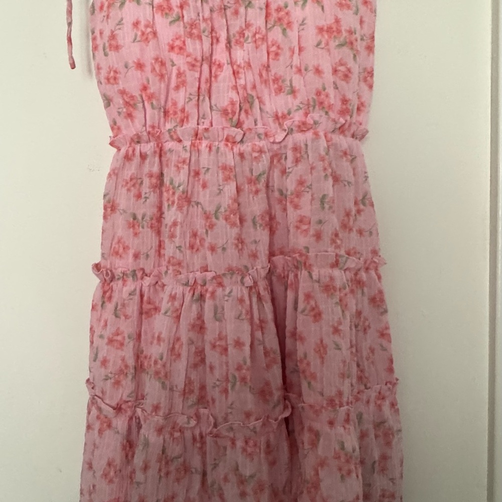 Floral Pink Tiered Dress